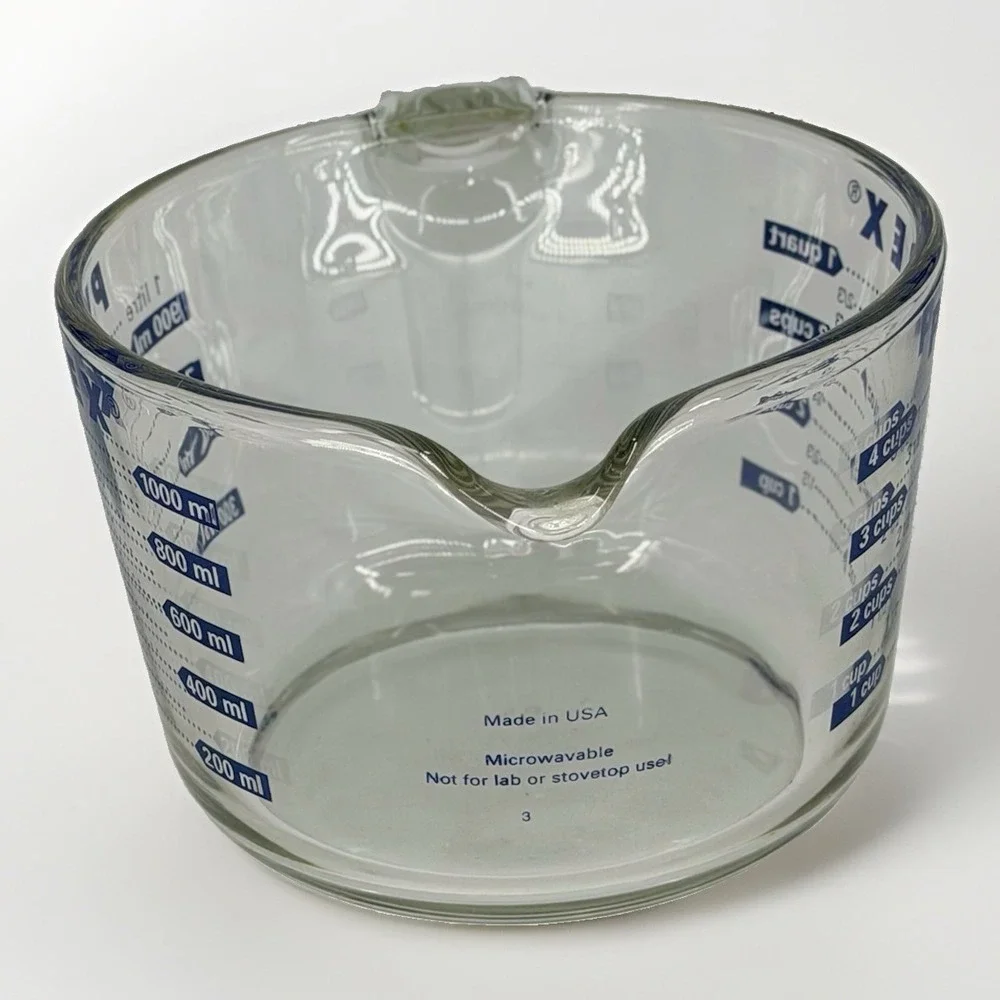 Vintage PYREX 4 Cup 1 Quart 1000mL Glass Measuring Cup Blue USA